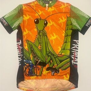 Primal Men's Mantis Graphic cycling T- Vibrant Orange and Green
